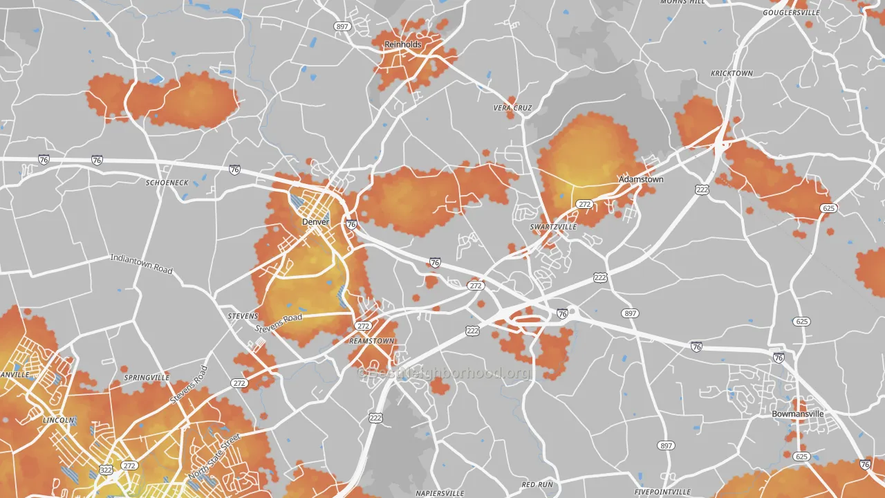 Bike Grade map of Denver, PA