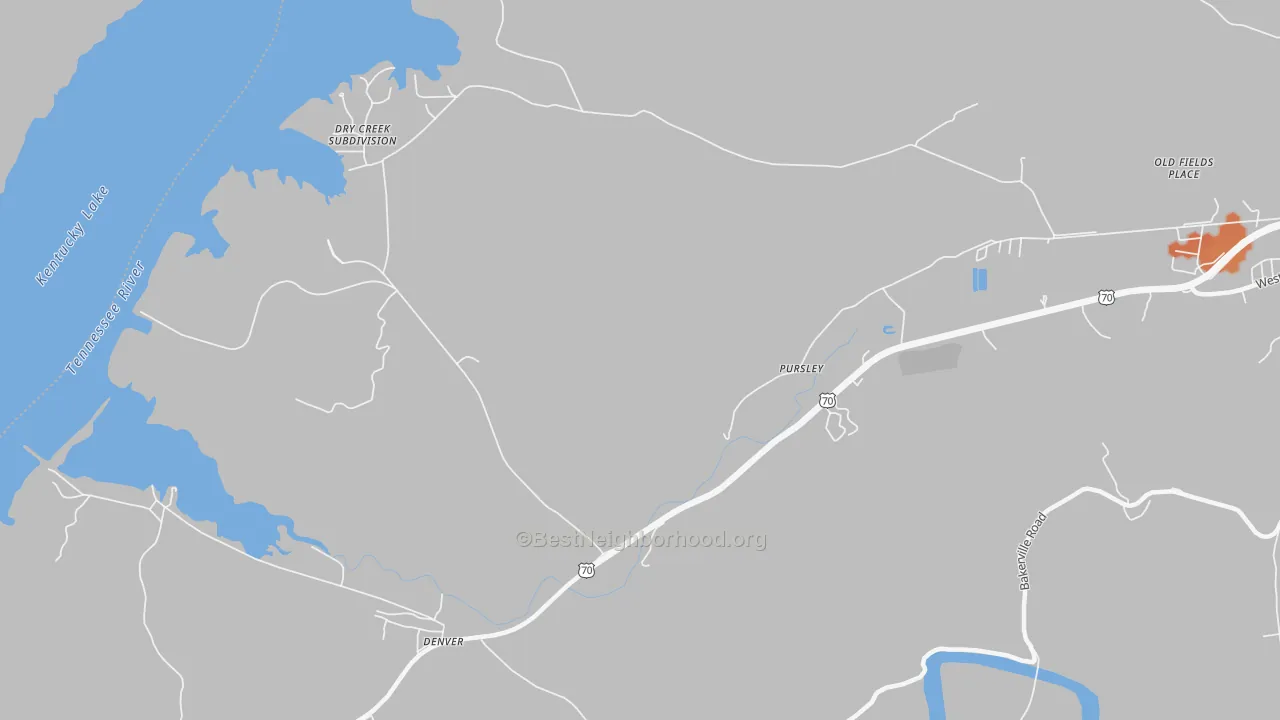 Bike Grade map of Denver, TN