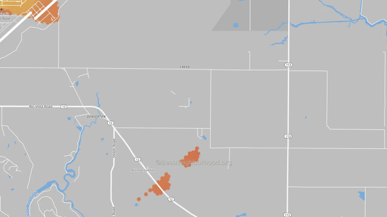 Bike Grade map of Denverton, CA