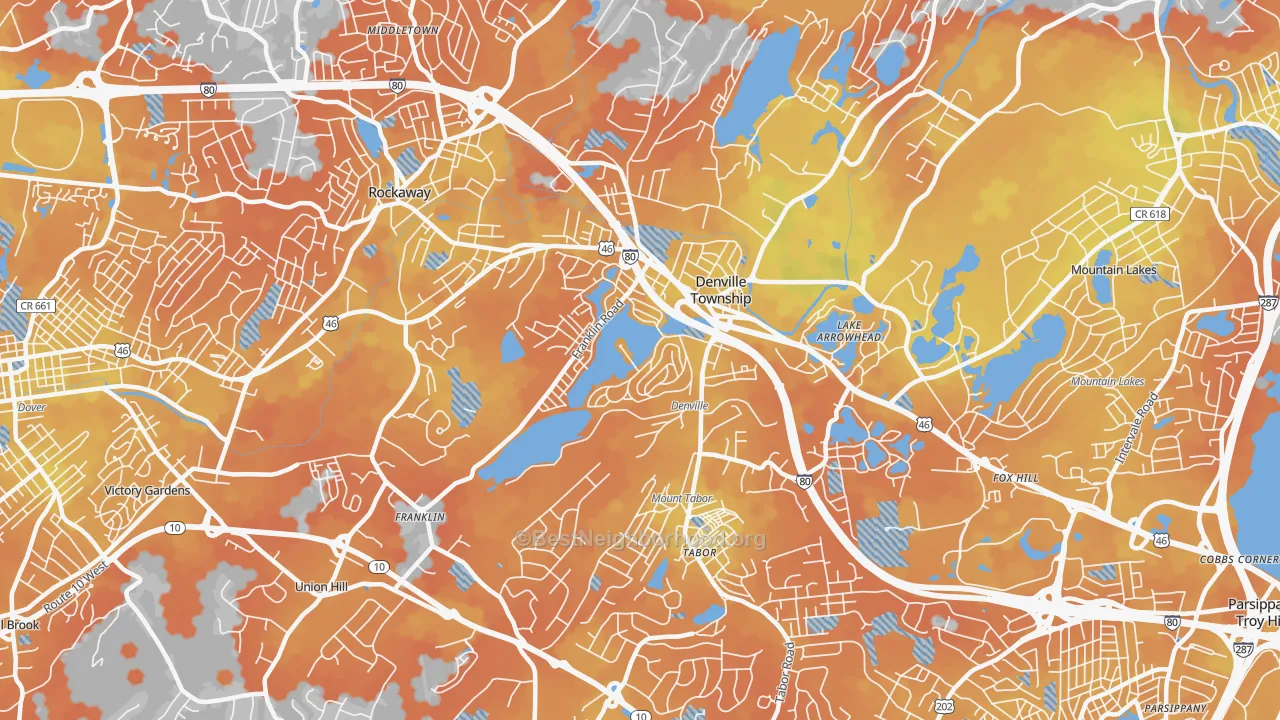 Bike Grade map of Denville, NJ