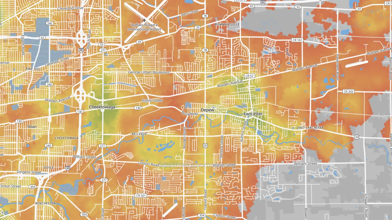 Bike Grade map of DePew, NY