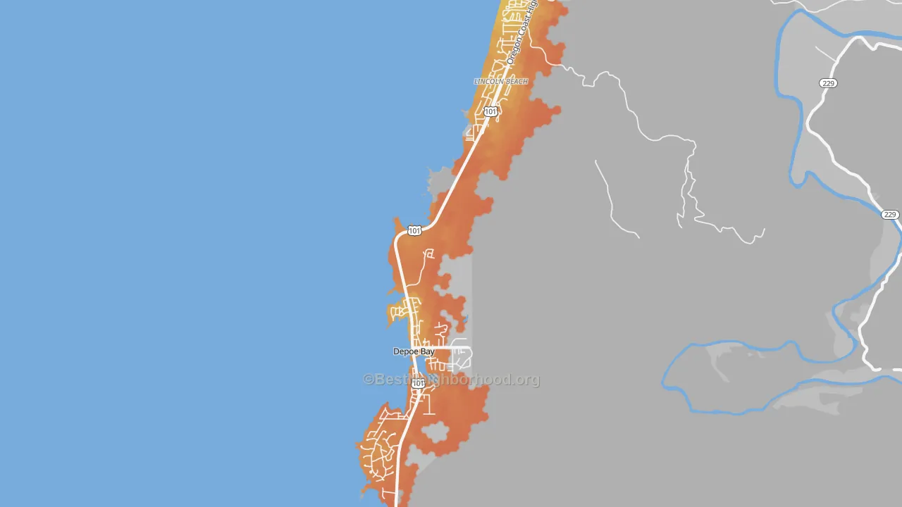 Bike Grade map of Depoe Bay, OR