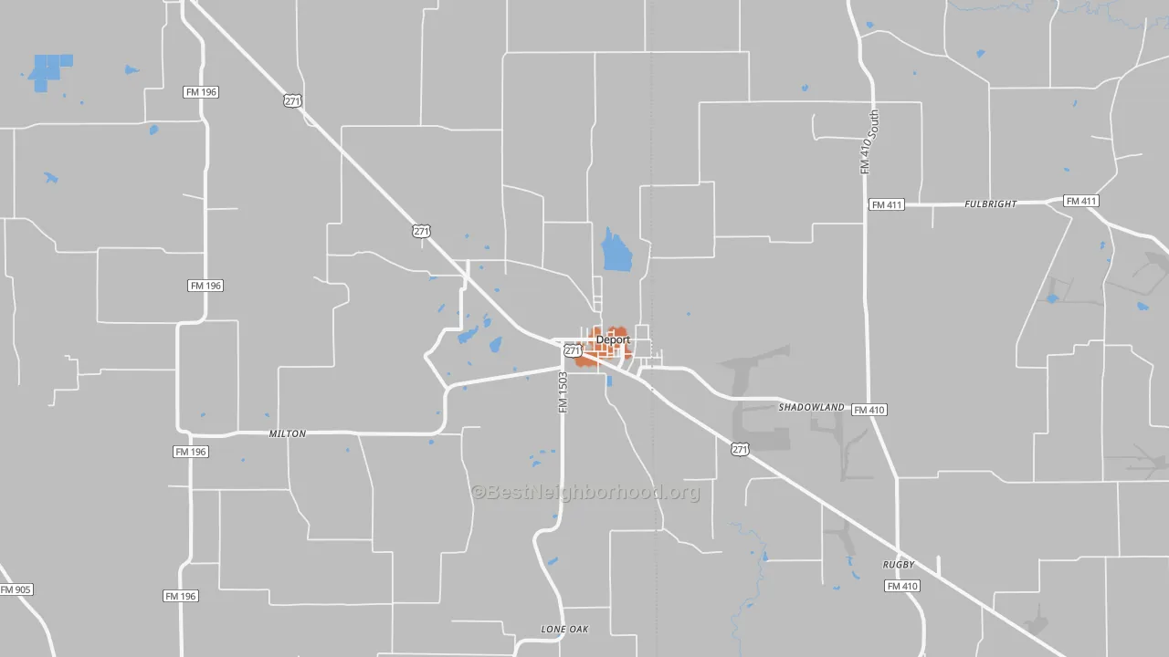 Bike Grade map of Deport, TX
