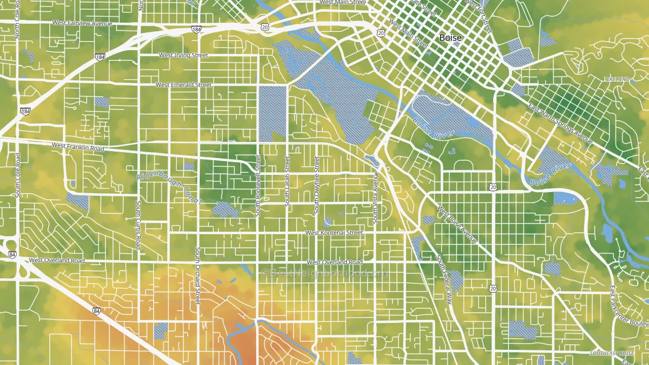 Bike Grade map of Depot Bench, Boise, ID