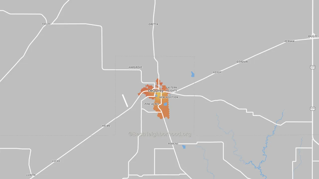 Bike Grade map of Dequincy, LA