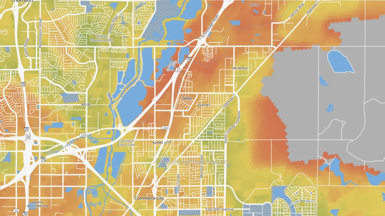 Bike Grade map of Derby, CO