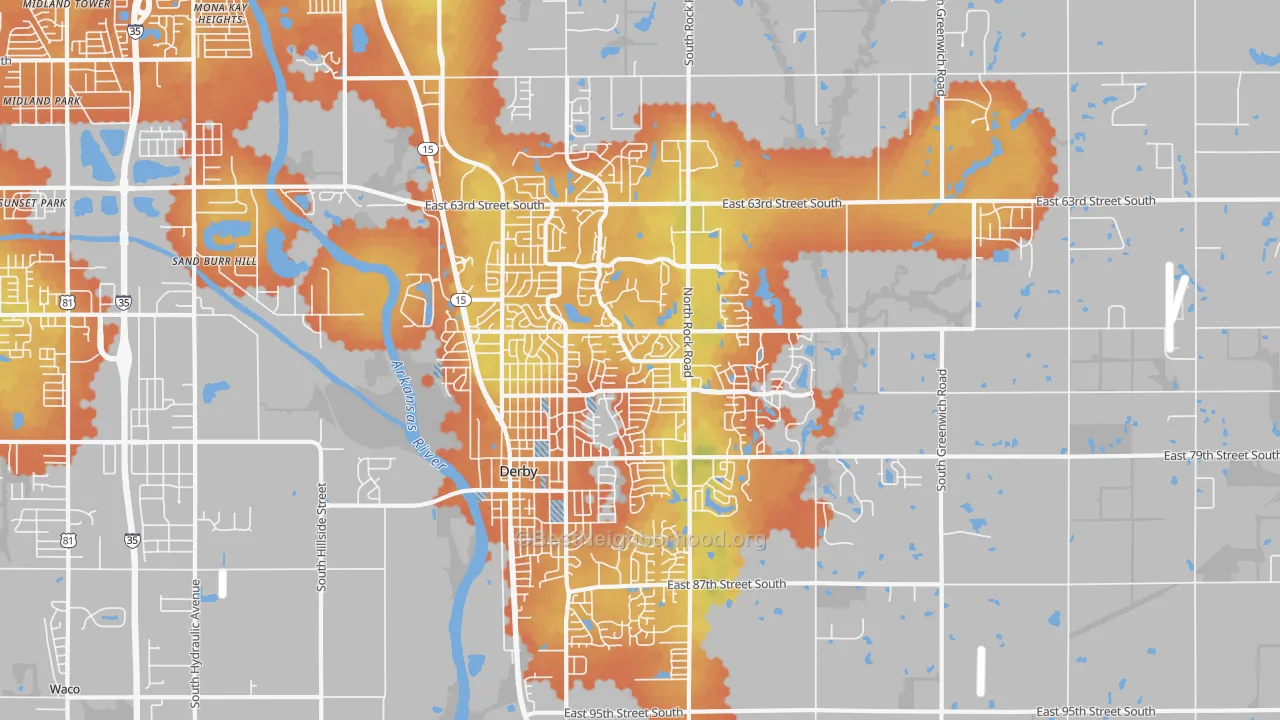 Bike Grade map of Derby, KS