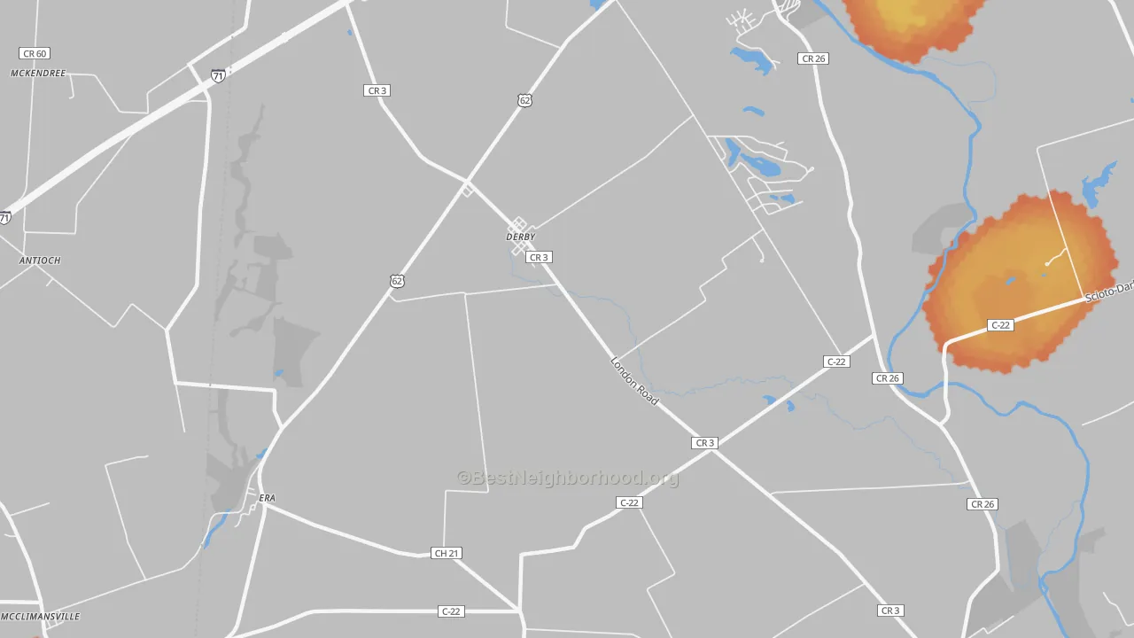 Bike Grade map of Derby, OH