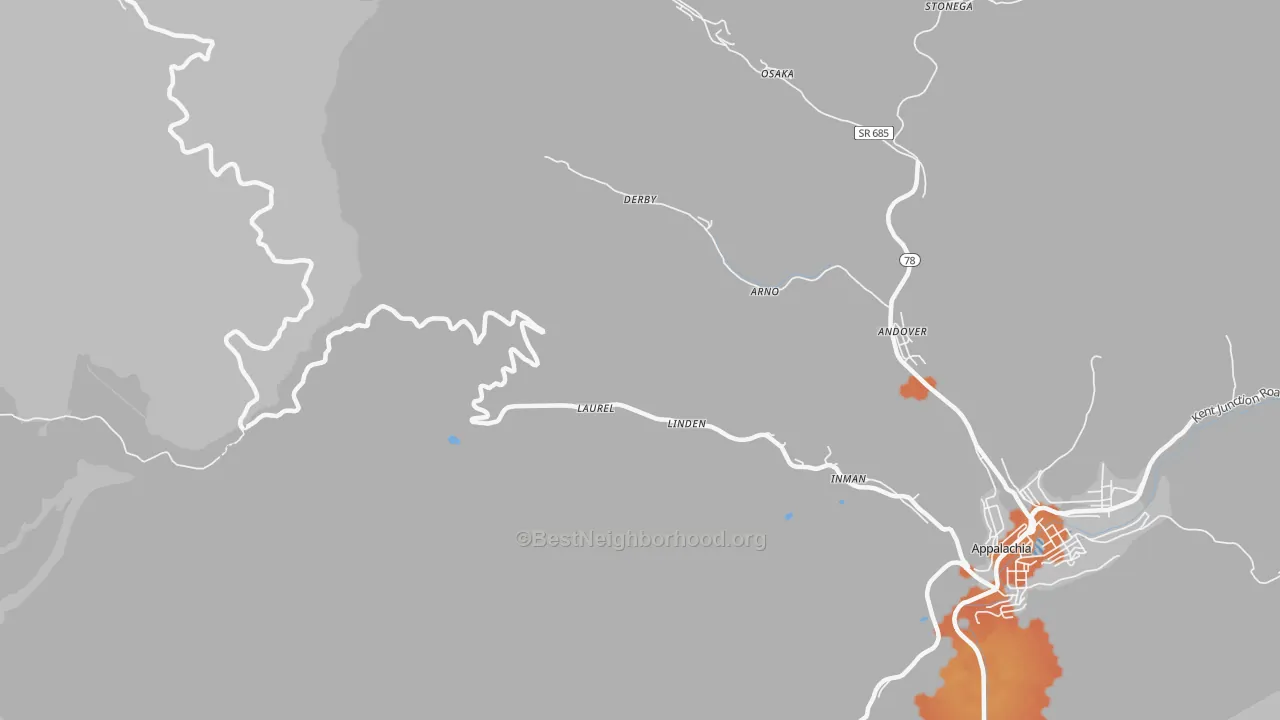 Bike Grade map of Derby, VA
