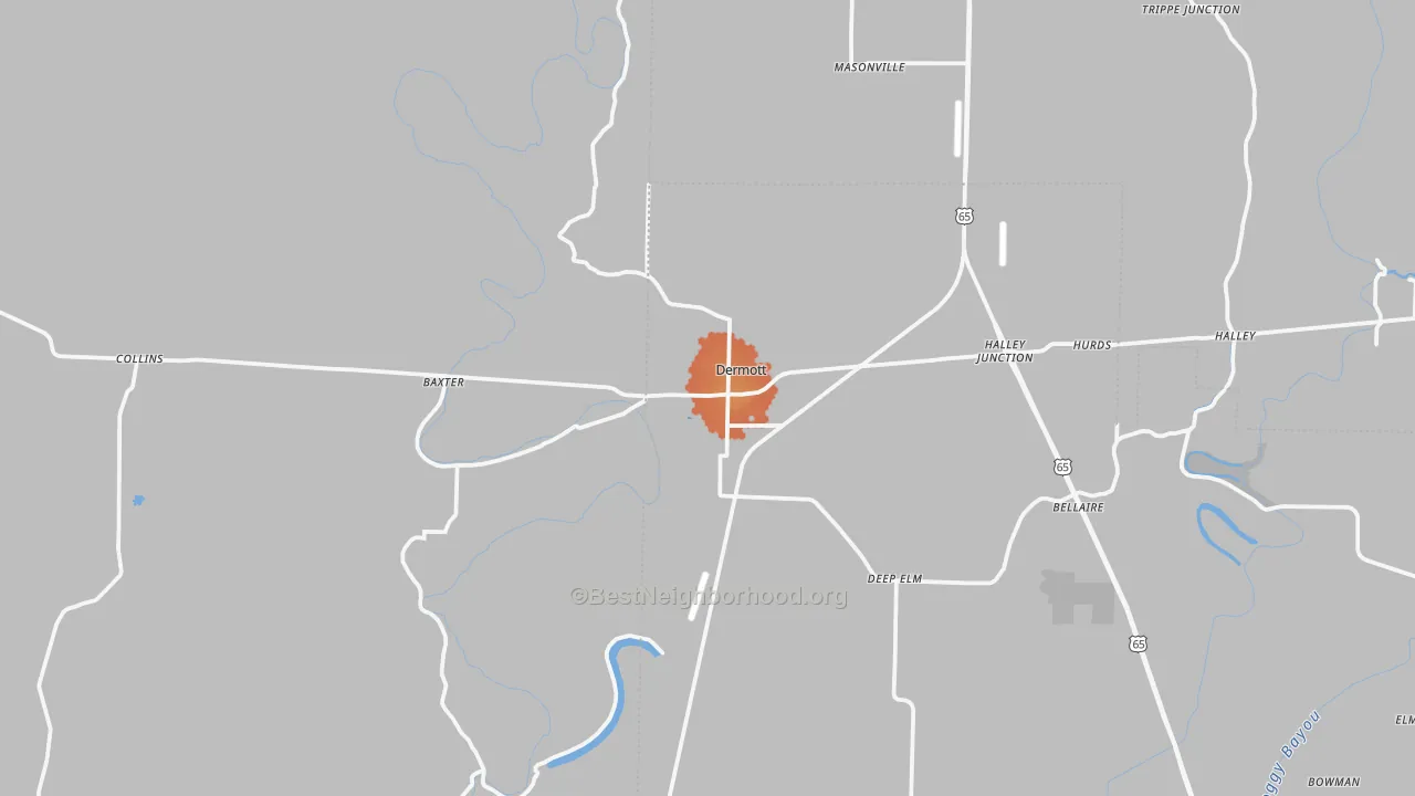 Bike Grade map of Dermott, AR