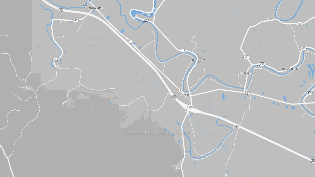 Bike Grade map of Derry, LA