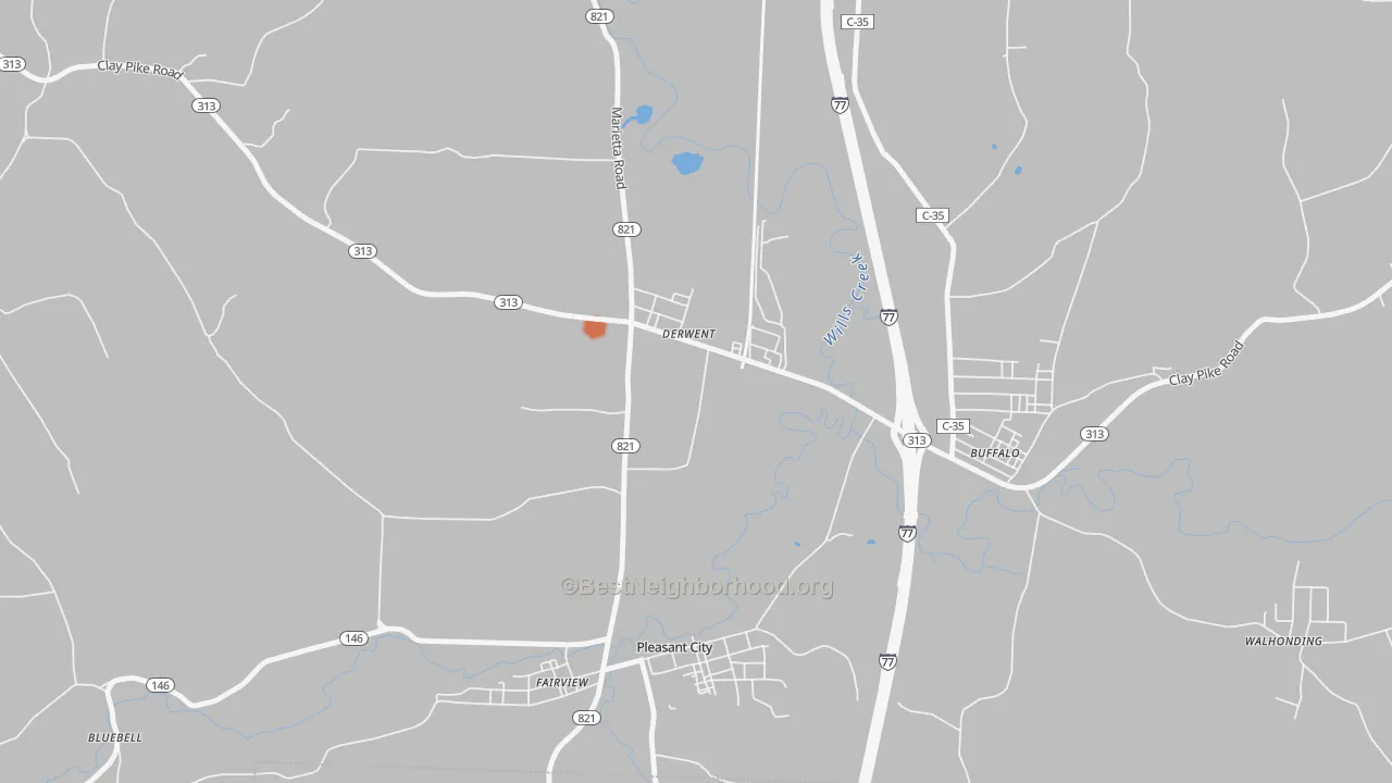 Bike Grade map of Derwent, OH