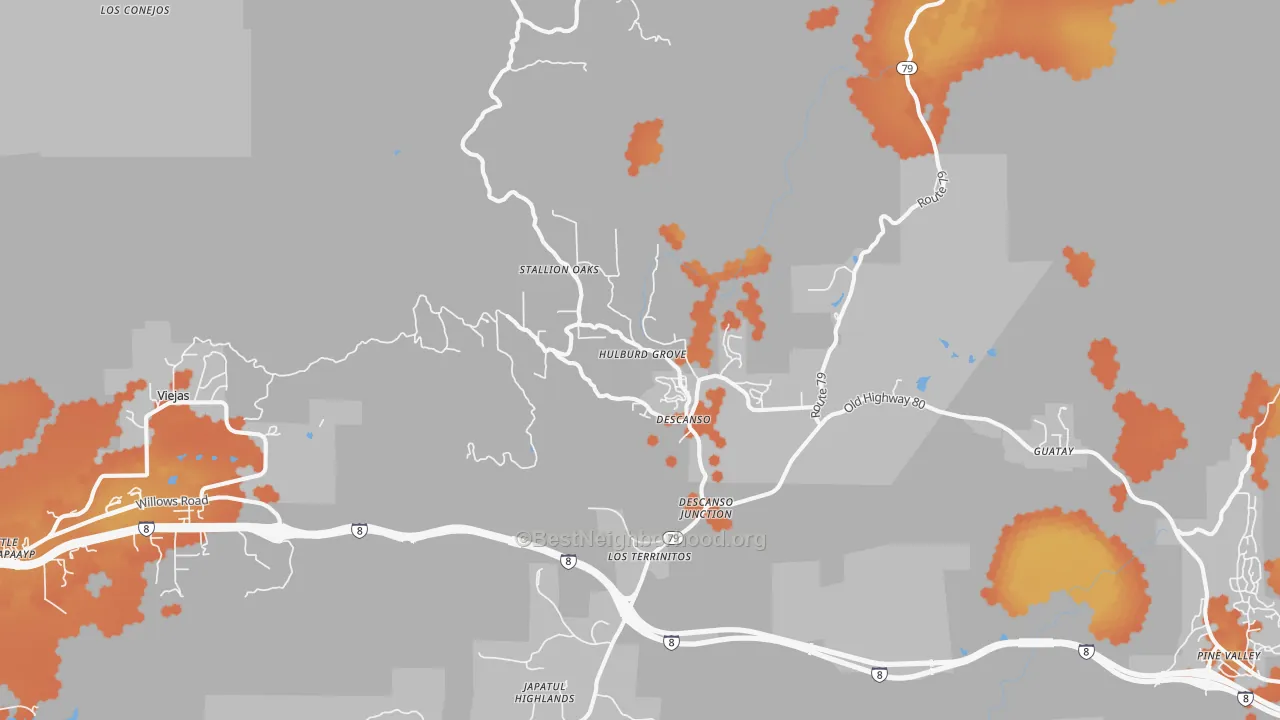 Bike Grade map of Descanso, CA