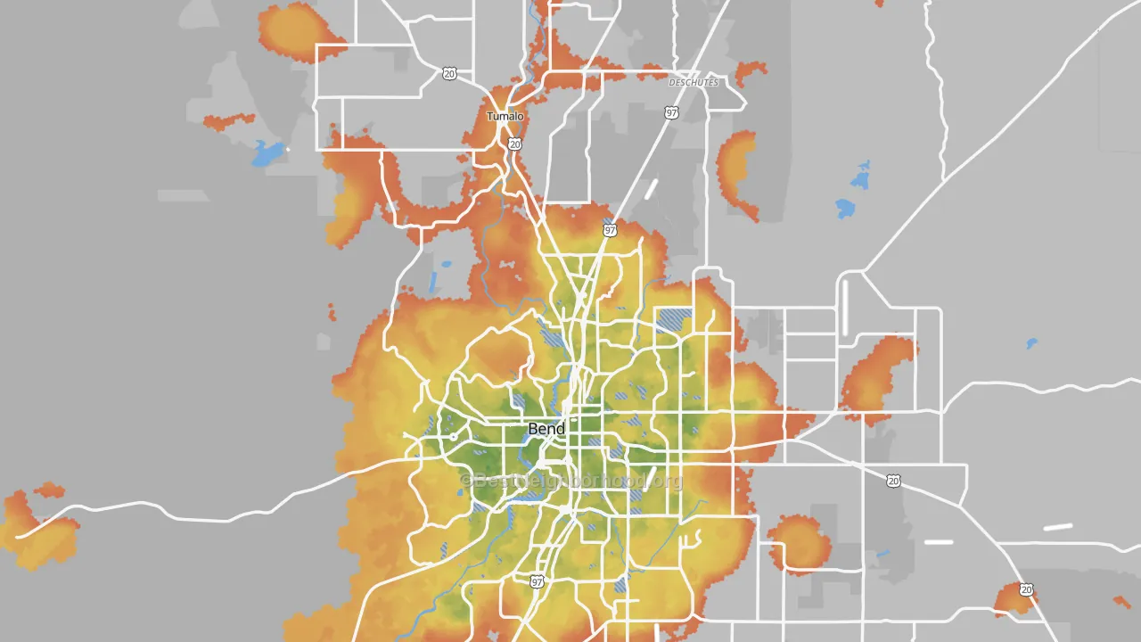 Bike Grade map of Deschutes County, OR