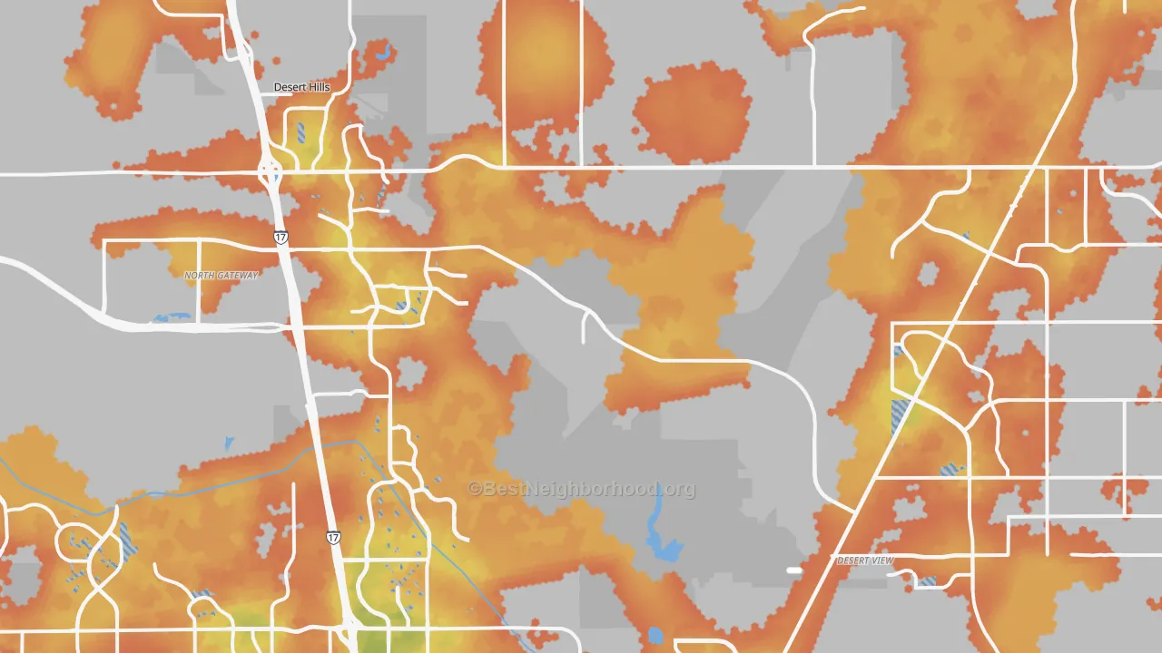 Bike Grade map of Desert Hills, Cave Creek, AZ