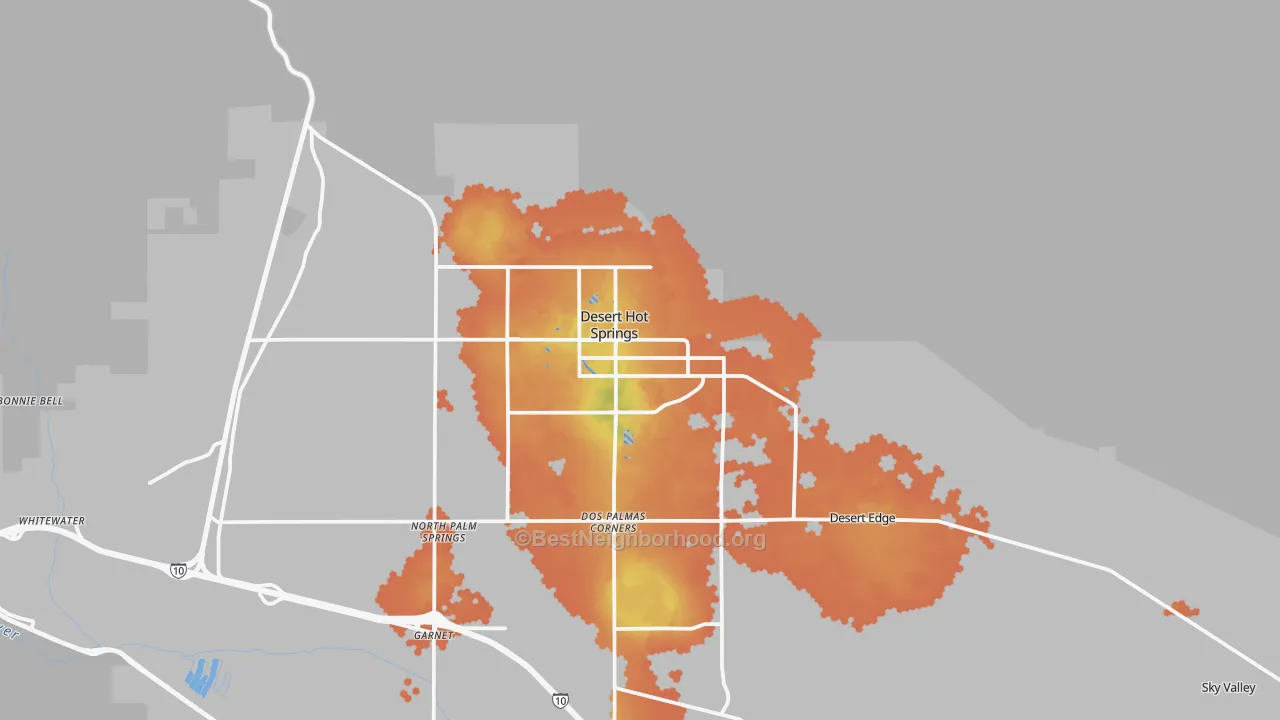 Bike Grade map of Desert Hot Springs, CA