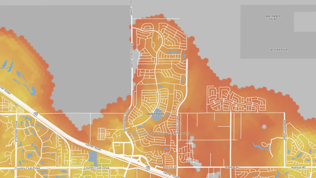 Bike Grade map of Desert Palms, CA