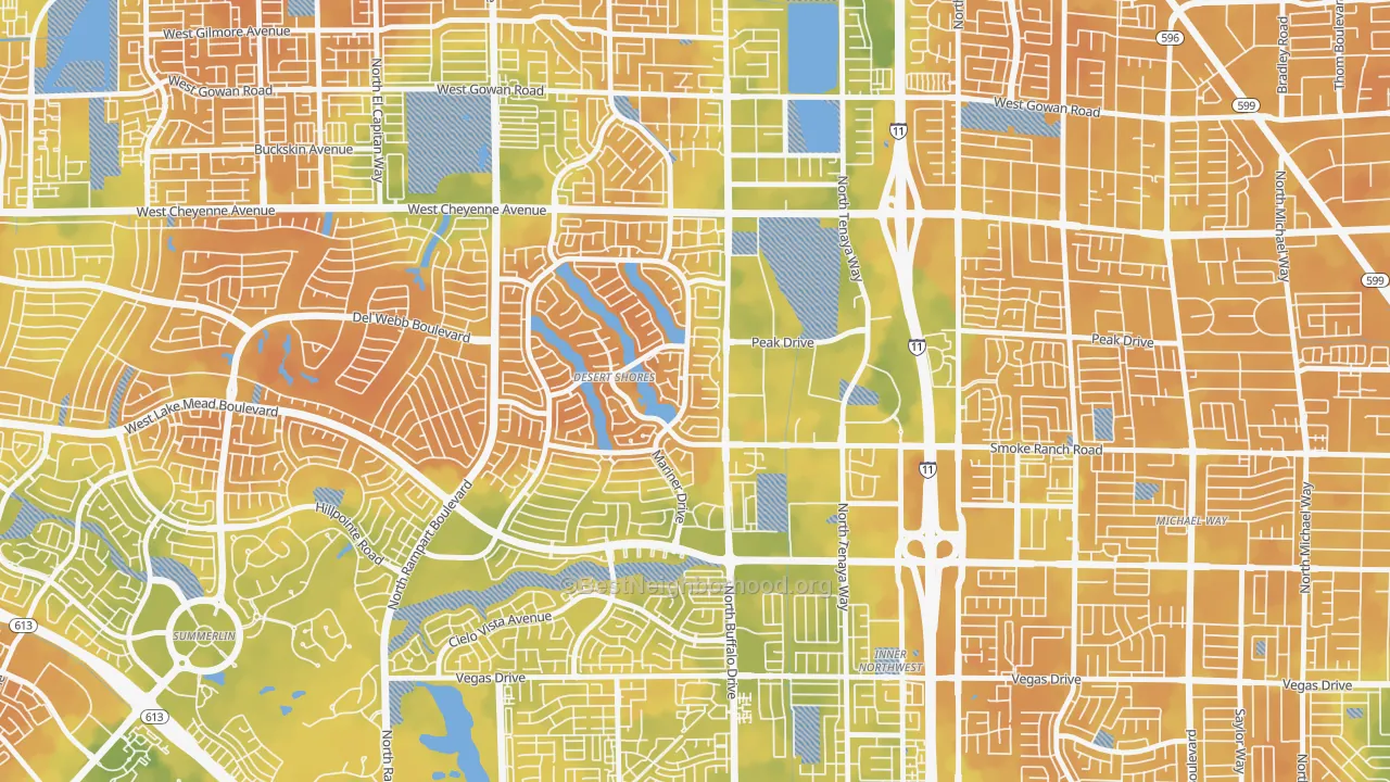 Bike Grade map of Desert Shores, Las Vegas, NV
