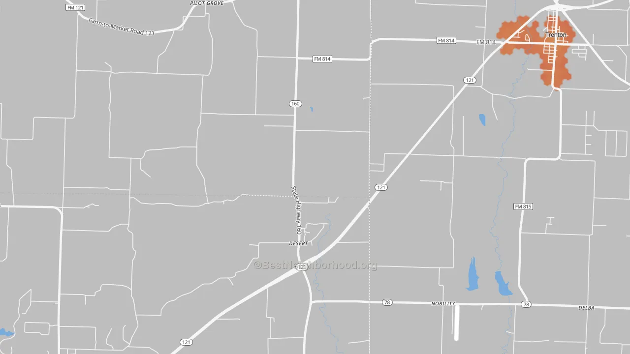 Bike Grade map of Desert, TX