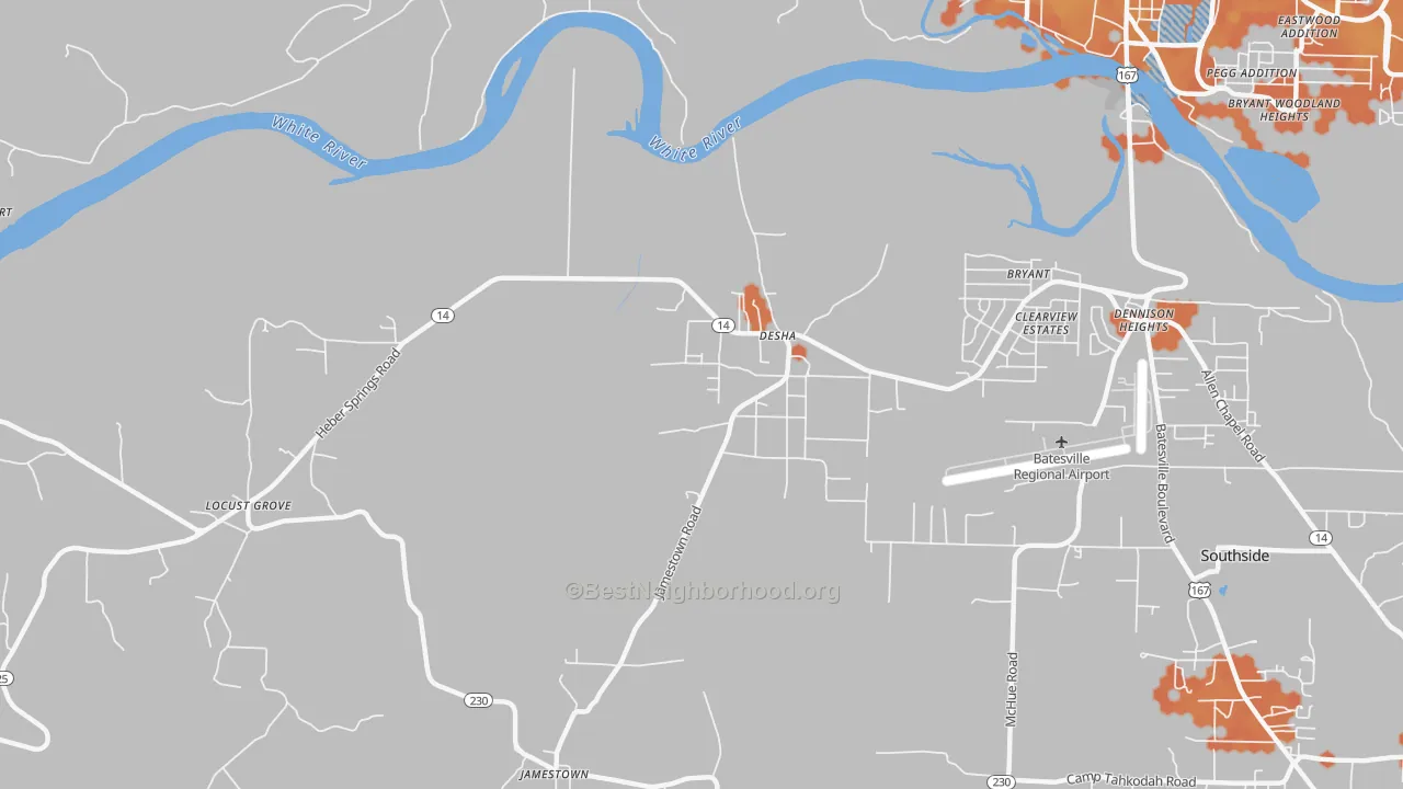 Bike Grade map of Desha, AR