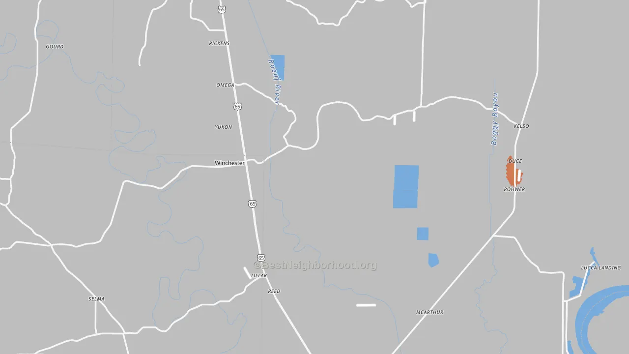 Bike Grade map of Desha County, AR