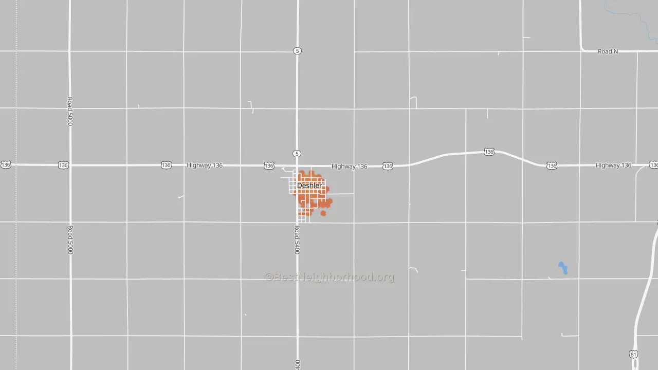 Bike Grade map of Deshler, NE
