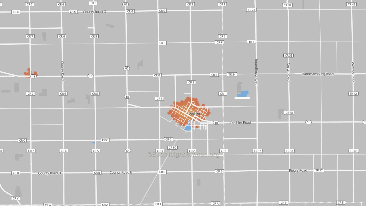 Bike Grade map of Deshler, OH