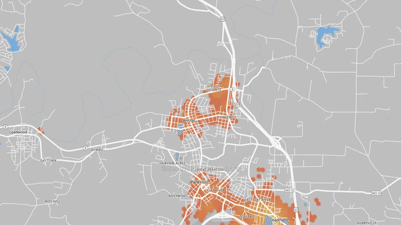 Bike Grade map of Desloge, MO