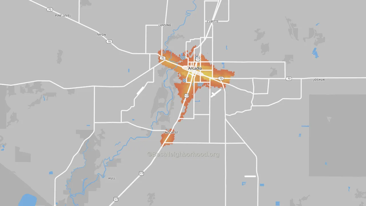 Bike Grade map of DeSoto County, FL