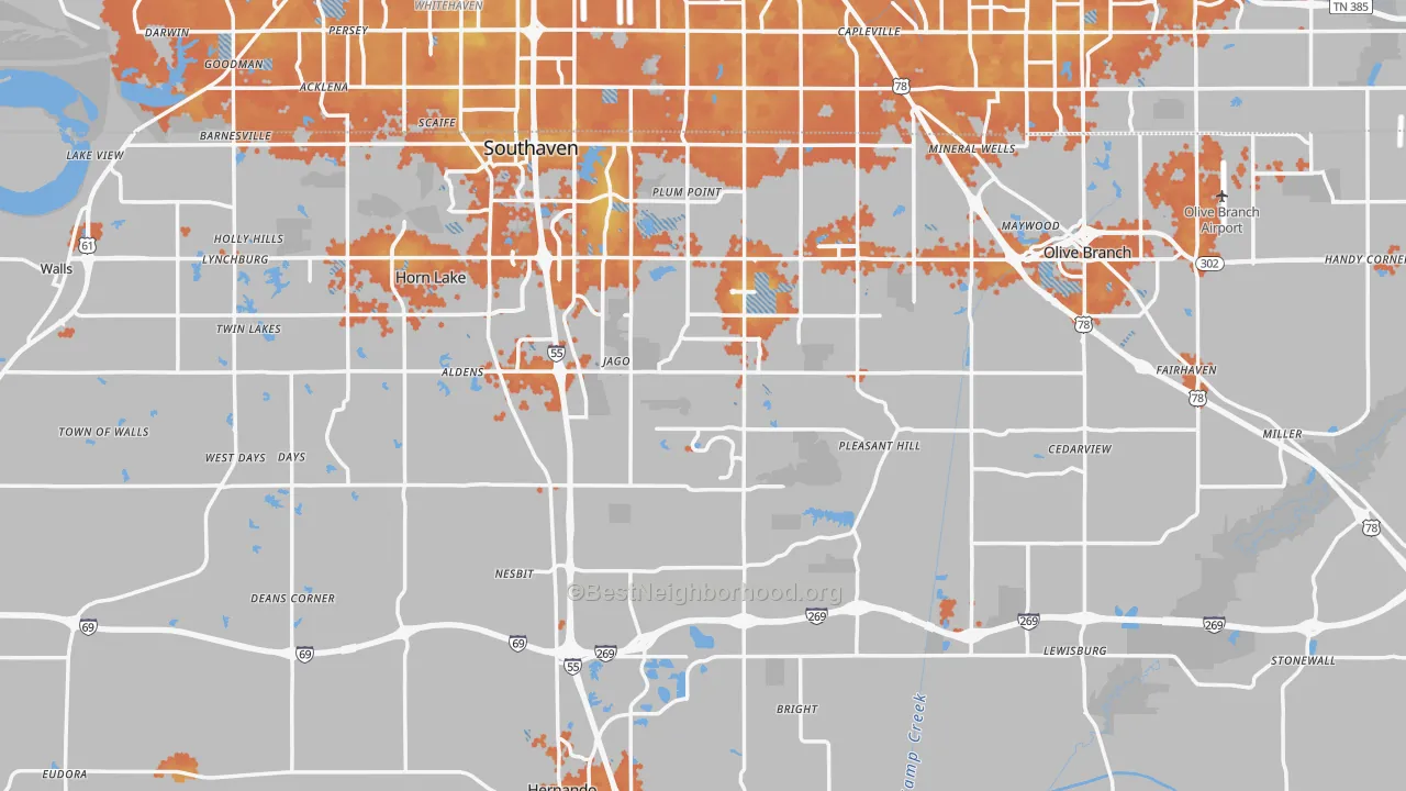 Bike Grade map of DeSoto County, MS