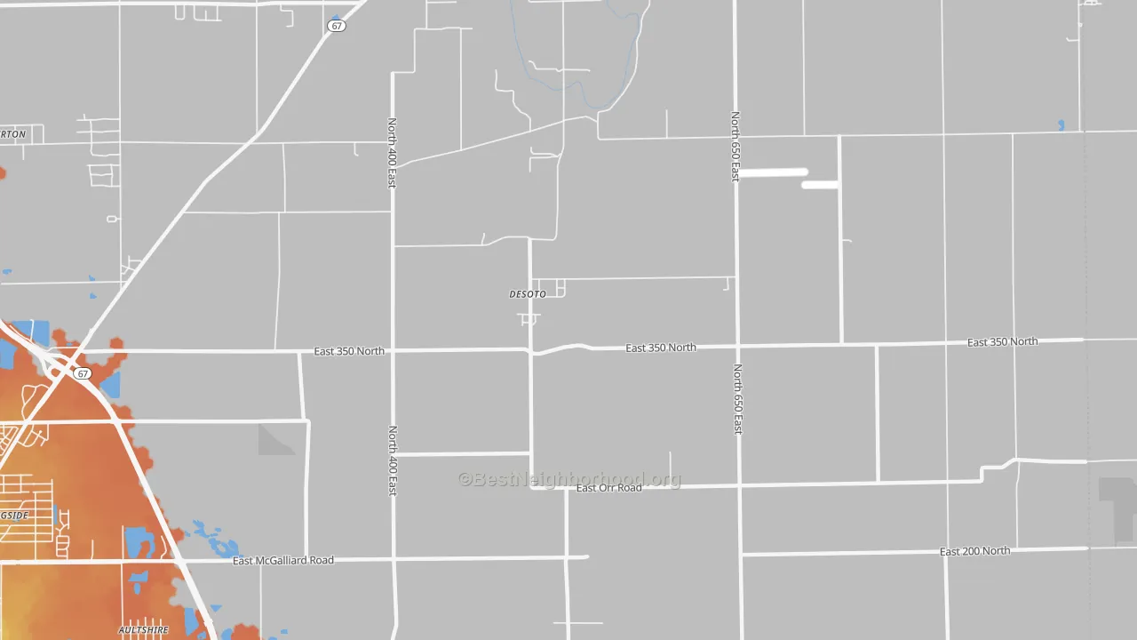 Bike Grade map of DeSoto, IN