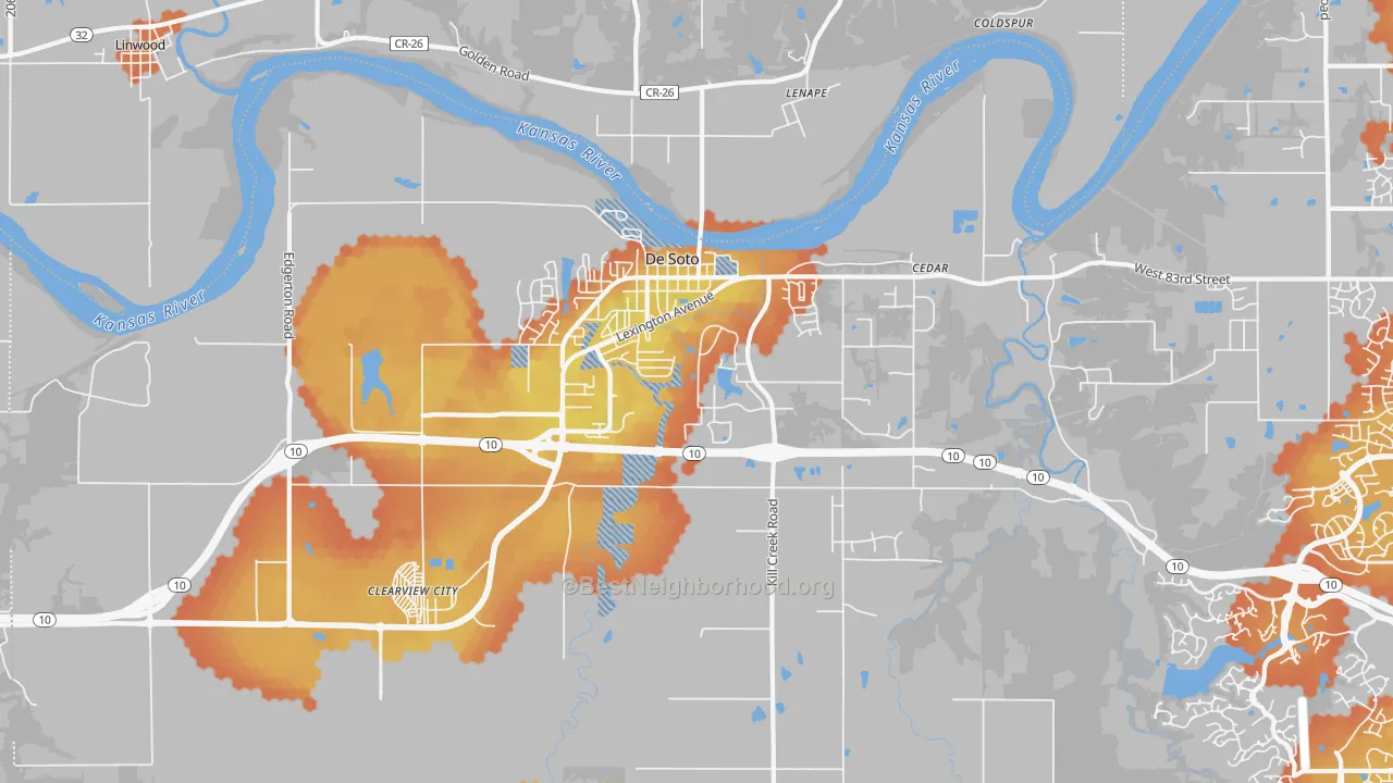 Bike Grade map of DeSoto, KS