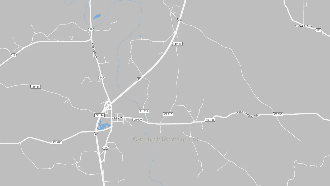 Bike Grade map of DeSoto, MS