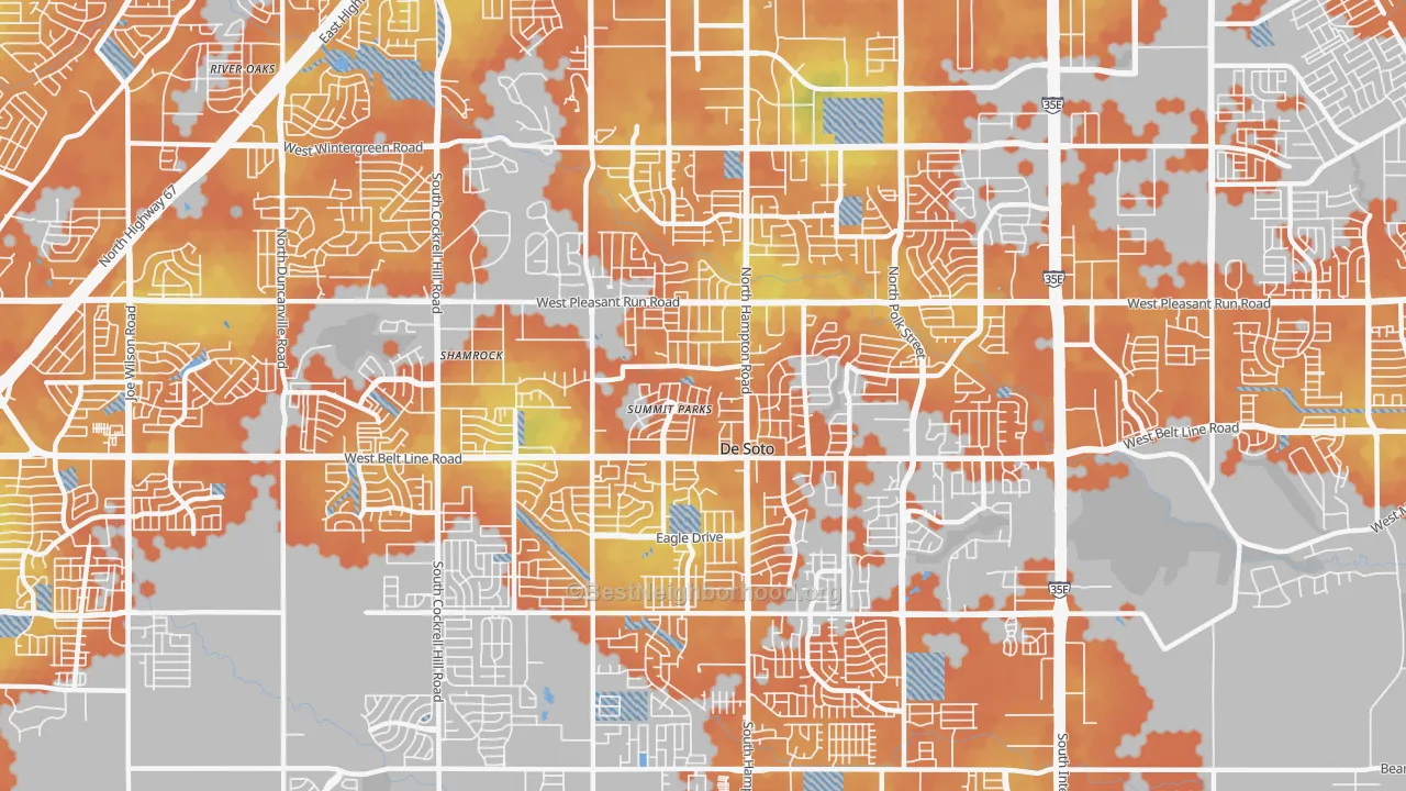 Bike Grade map of DeSoto, TX