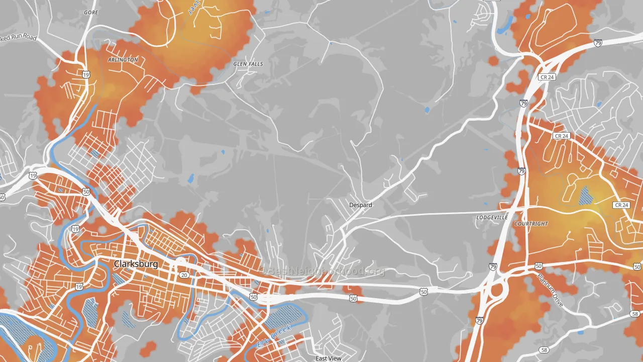 Bike Grade map of Despard, WV
