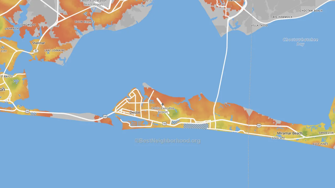 Bike Grade map of Destin, FL