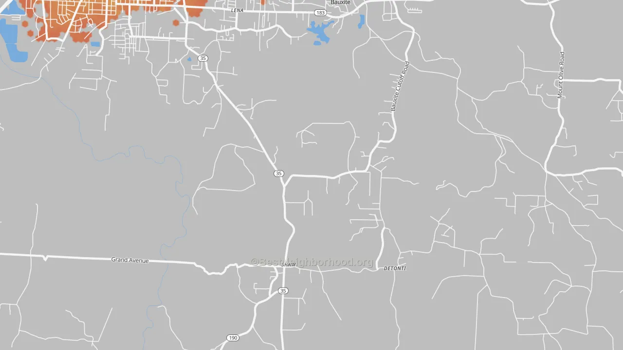 Bike Grade map of Detonti, AR