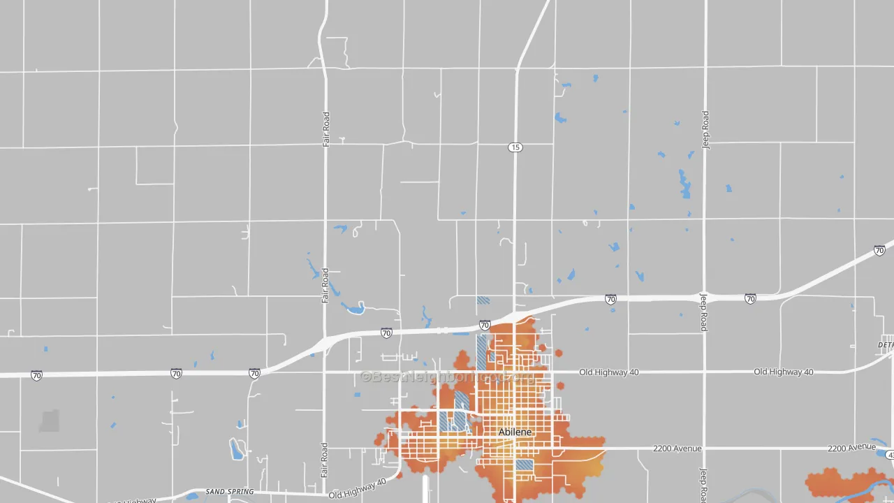 Bike Grade map of Detroit, KS