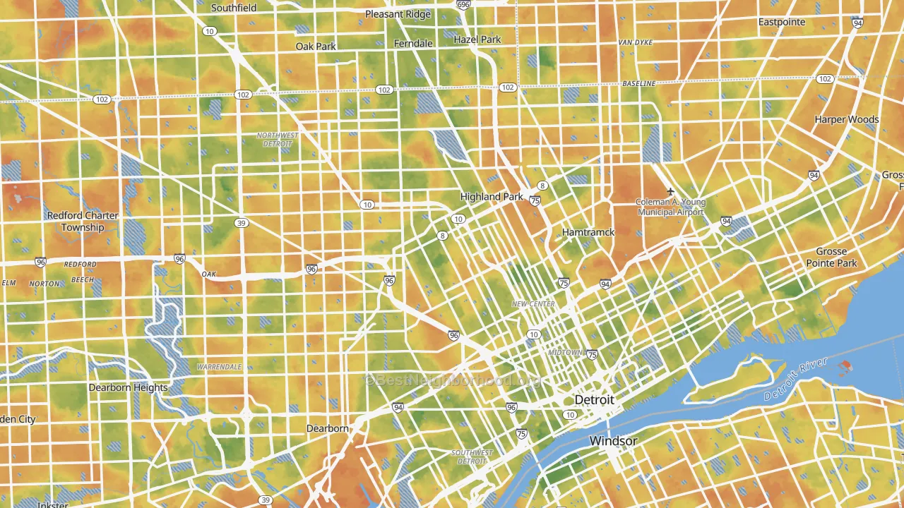 Bike Grade map of Detroit, MI