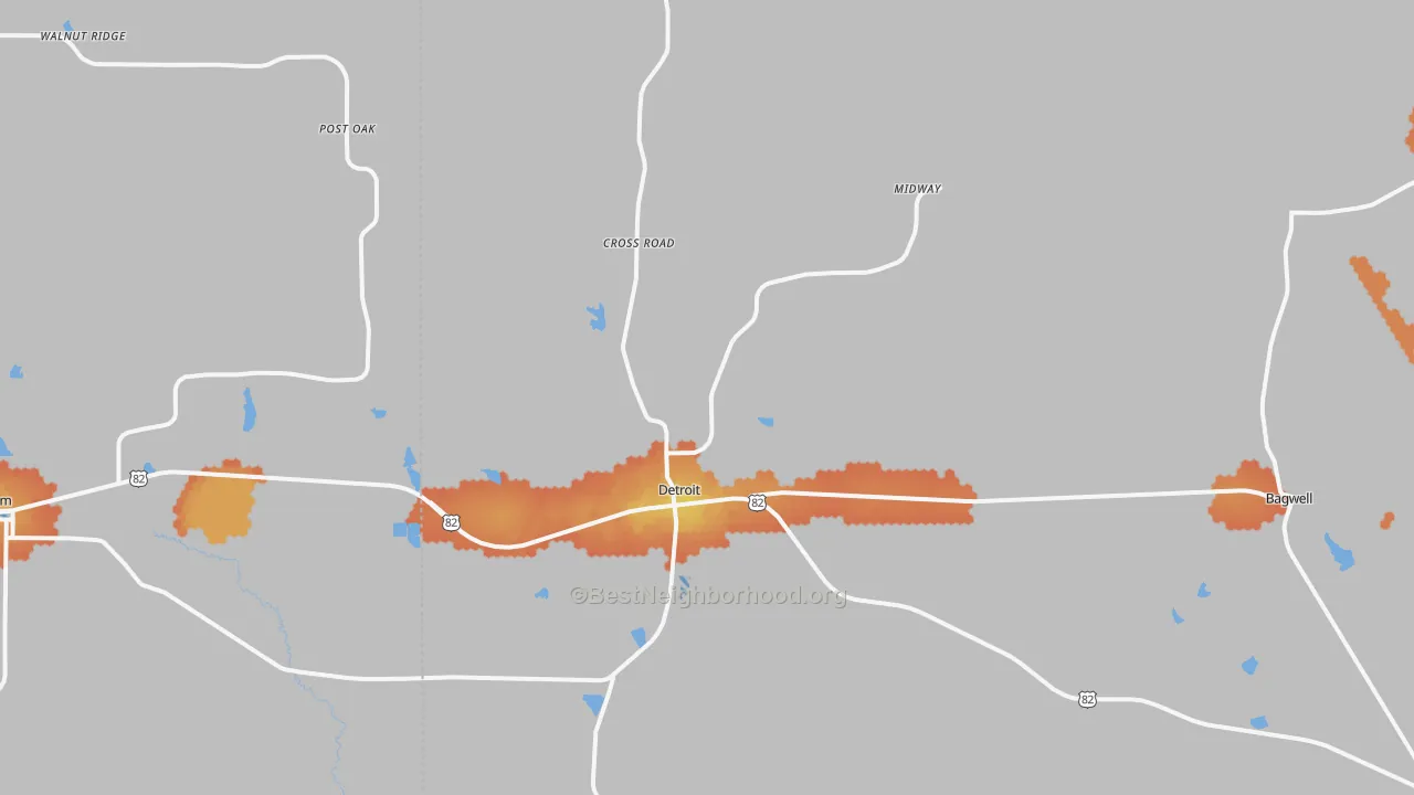 Bike Grade map of Detroit, TX