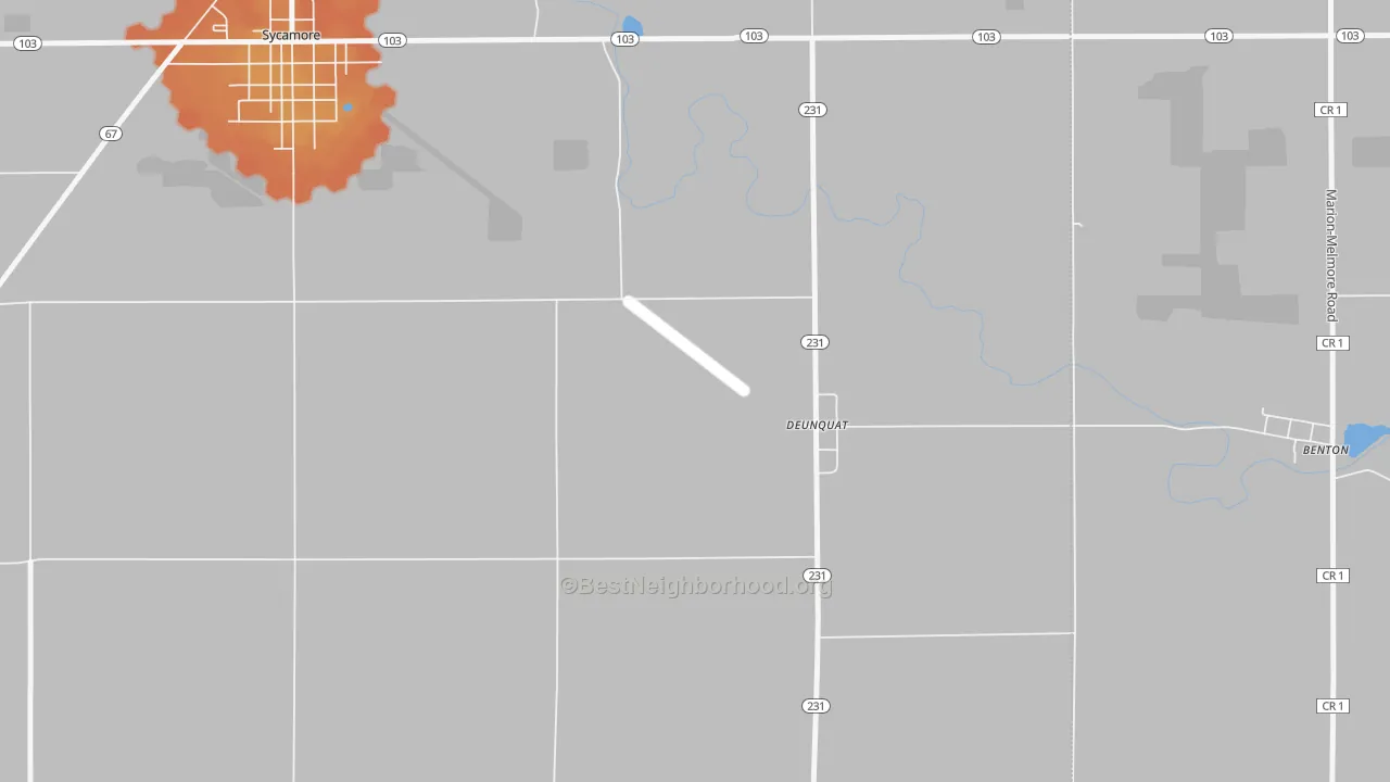 Bike Grade map of Deunquat, OH