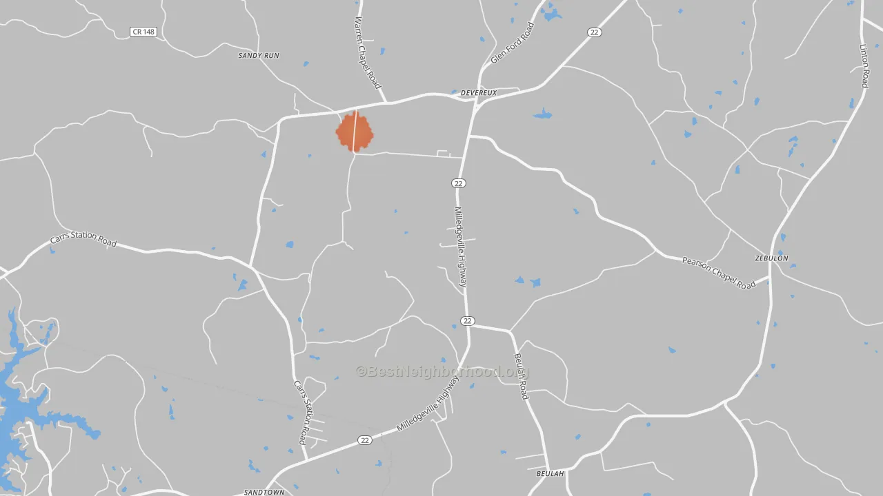 Bike Grade map of Devereux, GA