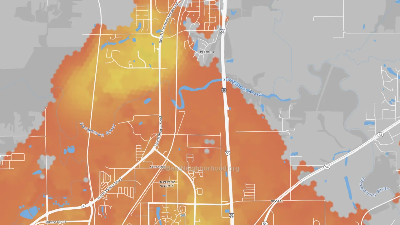 Bike Grade map of Devereux Heights, IL