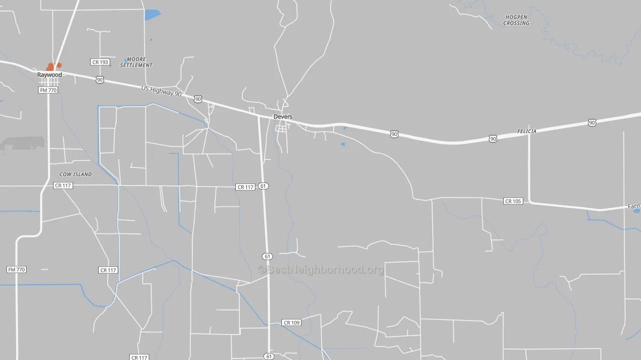 Bike Grade map of Devers, TX