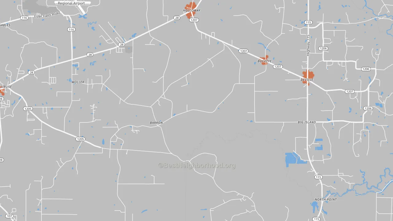 Bike Grade map of Deville, LA