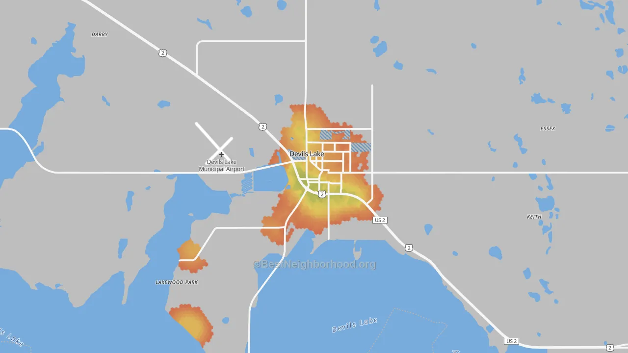 Bike Grade map of Devils Lake, ND