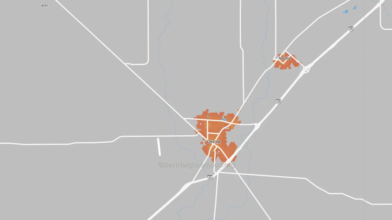 Bike Grade map of Devine, TX