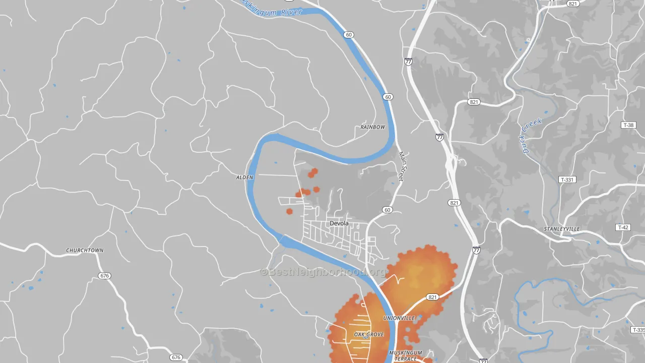 Bike Grade map of Devola, OH
