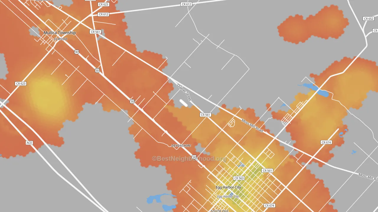 Bike Grade map of Devonshire, NJ