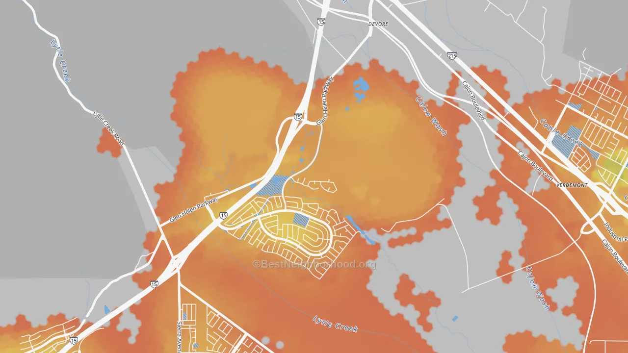 Bike Grade map of Devore, CA